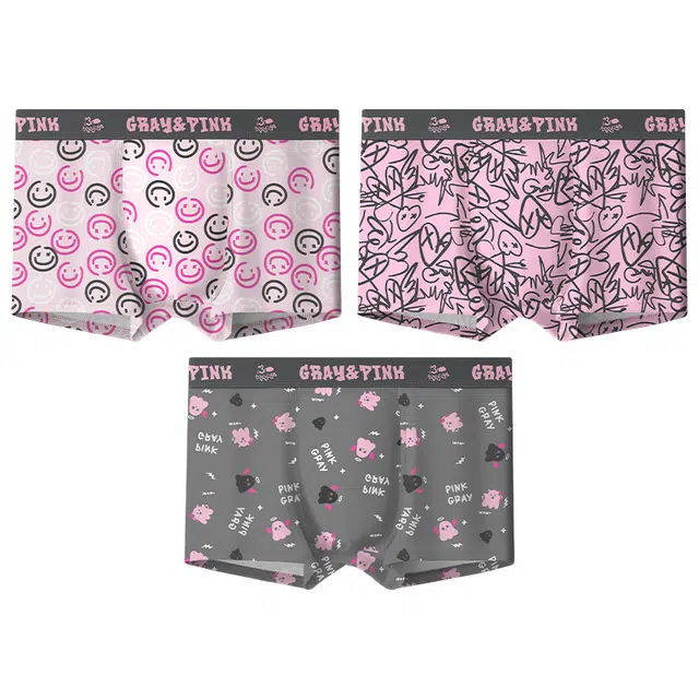 二三二三 抗菌卡通印花平角舒适透气四角内裤 男款 组合装