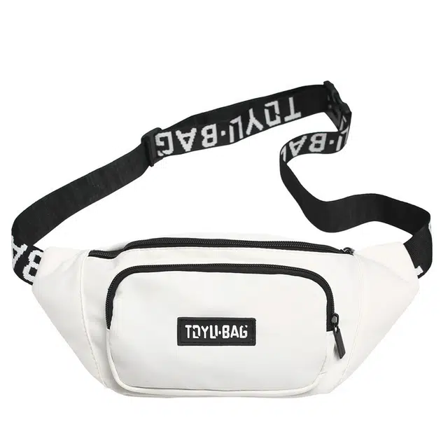 爱尔绅特 时尚轻便休闲胸包 尼龙 单肩斜挎包 男女同款情侣款 白色/黑色
