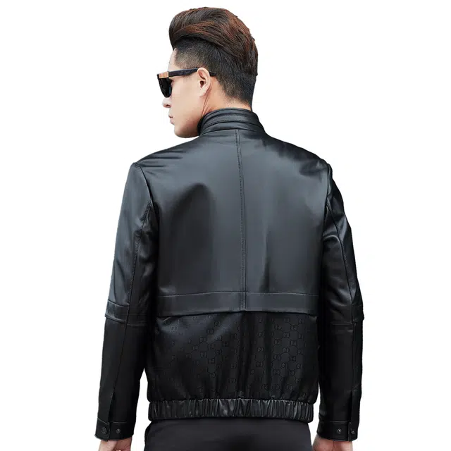 富铤 加厚防风舒适立领保暖皮衣 男款 黑色