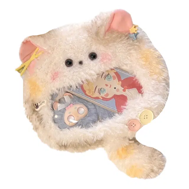 抱竹 古力古力 三花猫痛包日常可爱百搭卡通娃包 聚酯纤维 双肩包 常规 女款 米白