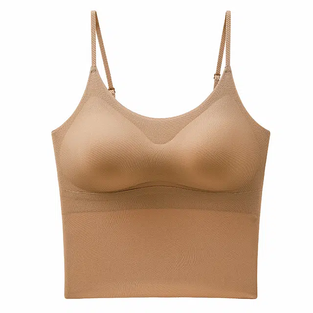 芬腾 夏季无痕冰丝带胸垫内衣 美背防走光内搭外穿背心小吊带薄款 女款