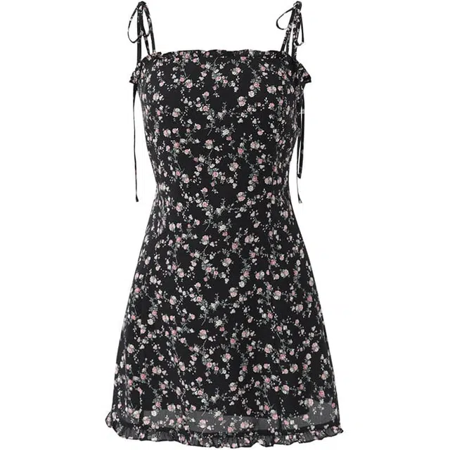 NOT YOUR ROSE SS24 Frill mini dress Black