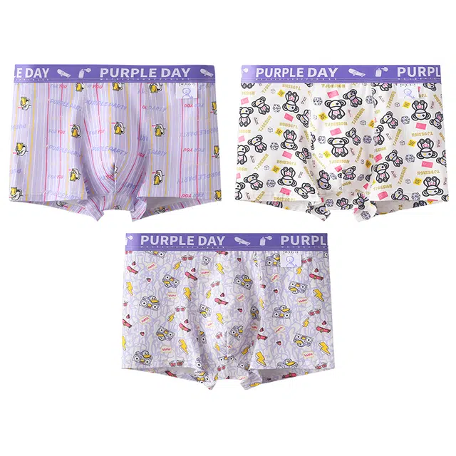二三二三 抗菌透气卡通印花平角裤舒适四角裤内裤 男款 组合装