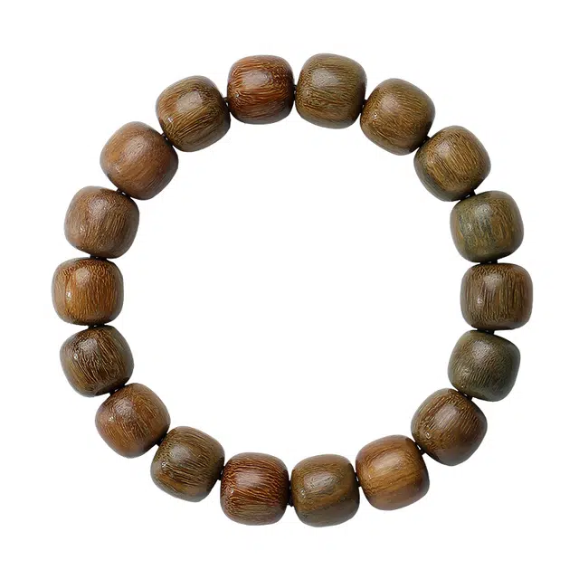 月印百川 新中式国风经典韵味佛珠手持 古风汉服桶珠转运手把件 复古小众学生党文玩 木作 手串 男女同款情侣款 绿檀 礼盒装