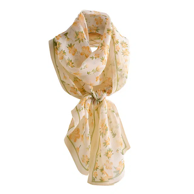 杭丝路 遮脖子长条护颈防晒 桑蚕丝 丝巾 女款 黄色