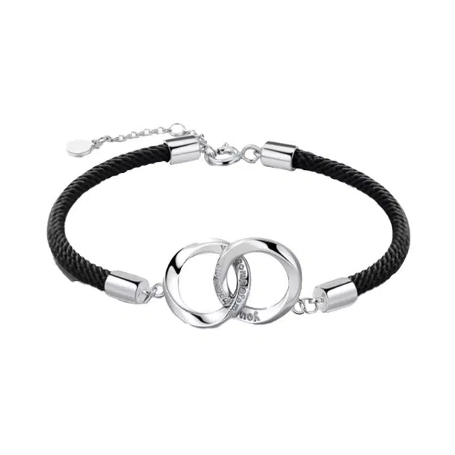 大唐国鼎 偏爱莫比乌斯环 莫比乌斯环双扣永不分开的爱冷淡风精致气质甜蜜高级感  合金 手链 男款