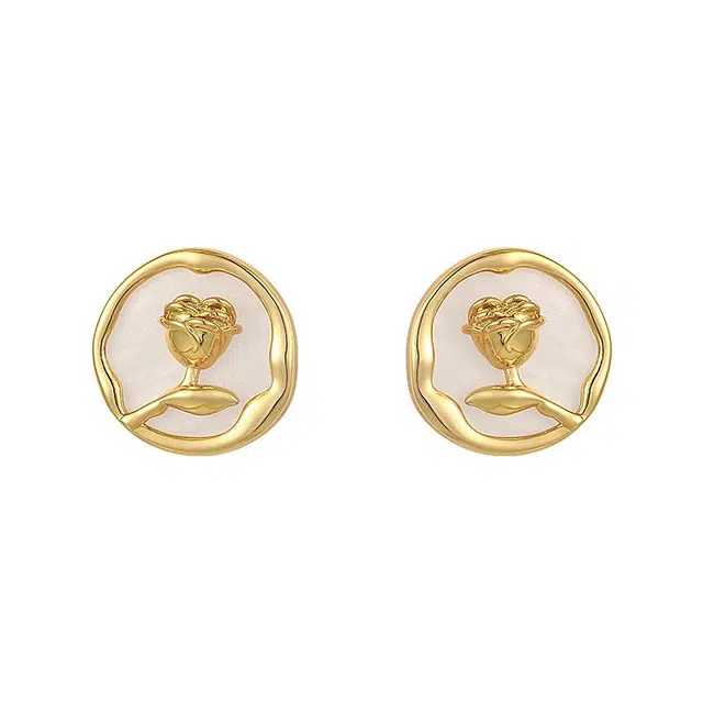 大唐国鼎 复古玫瑰花 轻奢高级感欧美风气质 温柔复古风冷淡风国风小众个性 合金 耳钉 女款