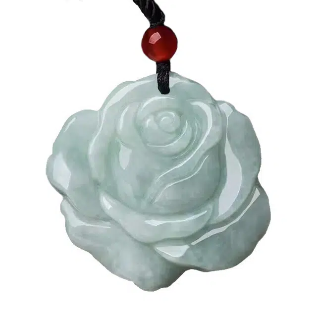 静汝玉 玫瑰花挂件花件玉坠 糯种 吊坠 女款