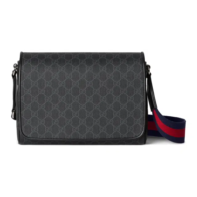 GUCCI Adjustable Strap Magnetic Flap Bag Gray
