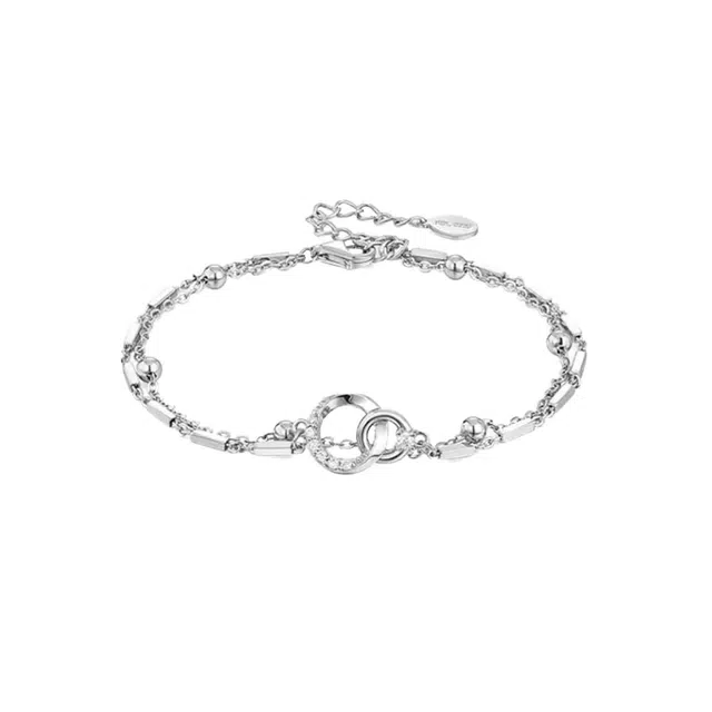 大唐国鼎 几何叠戴 小众设计高级感双层叠戴轻奢精致优雅清冷感  合金 手链 女款