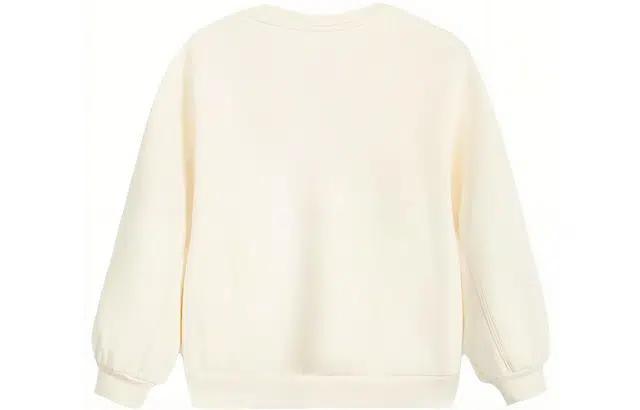 安踏儿童 卡通动漫字母抓绒圆领套头卫衣 儿童款 乳酪白