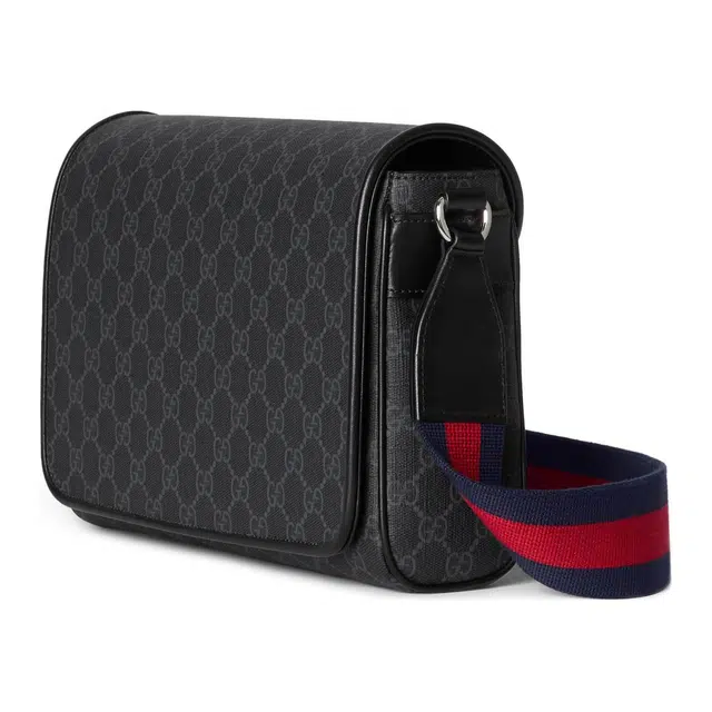 GUCCI Adjustable Strap Magnetic Flap Bag Gray