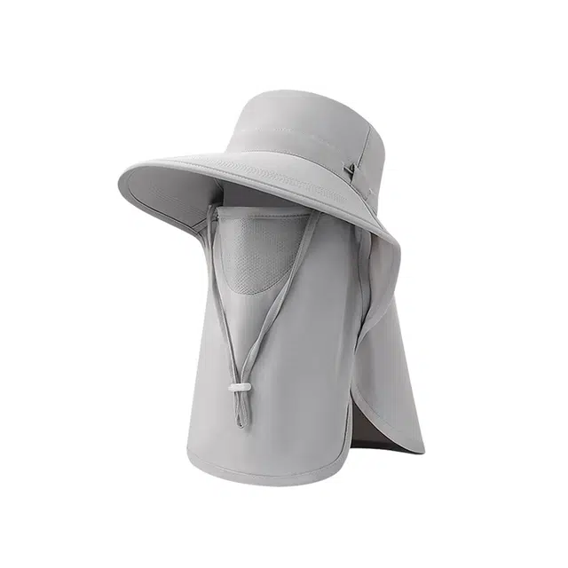 浪莎 夏季可拆卸面罩 子防紫外线大檐遮脸护颈骑车全方位遮阳太阳帽 聚酯纤维 防晒帽 男女同款情侣款