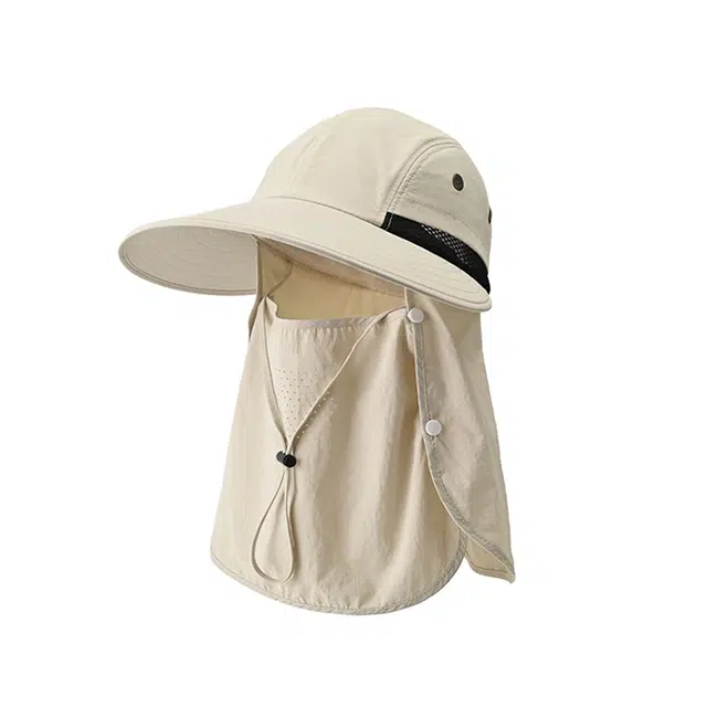 浪莎 全脸 帽子一体护颈遮阳帽脸基尼钓鱼渔夫帽大头围登山帽 聚酯纤维 防晒帽 男女同款情侣款