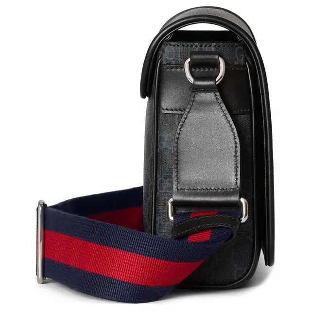 GUCCI Adjustable Strap Magnetic Flap Bag Gray