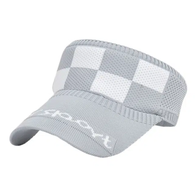 木林森 格子网眼空顶 速干薄款透气针织遮阳帽旅游 棉 防晒帽 女款