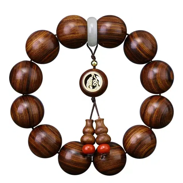 仙友 虎皮纹顺纹佛珠文玩 花梨木 木作手串 男女同款情侣款 花梨木