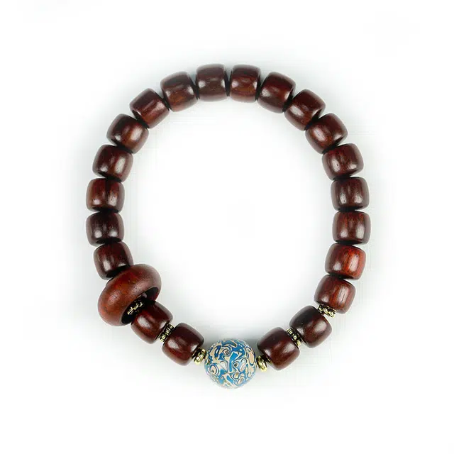 宝罗拉 文玩佛珠盘玩直切桶珠 大漆珠 木作手串 男女同款情侣款 紫檀