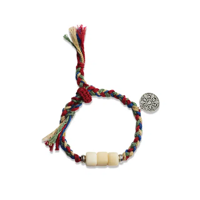 阡陌 藏风坨骨手绳 新中式复古编织手绳 小众高级气质优雅  文玩佛珠手串手工编织 男友女友礼盒 织物 手链 男女同款情侣款