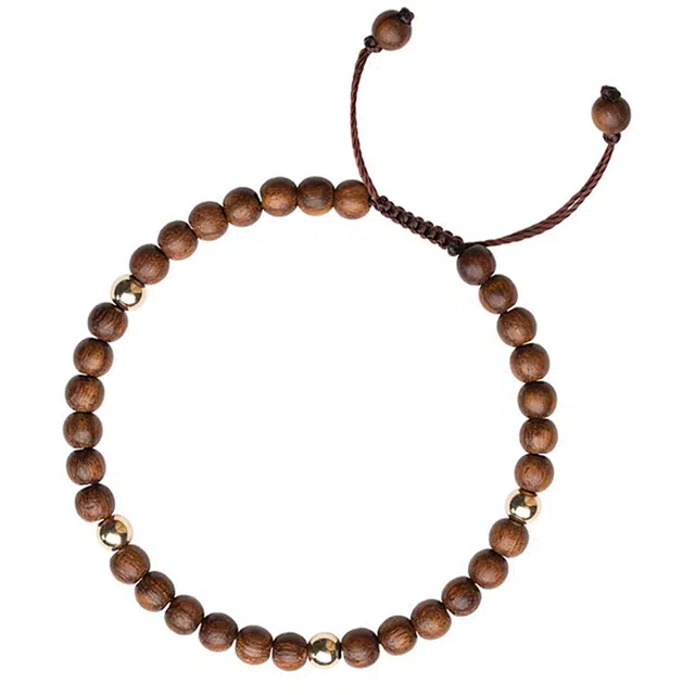 万娜 小众设计招财转运珠复古 檀木 木作手链 男女同款情侣款 绿檀