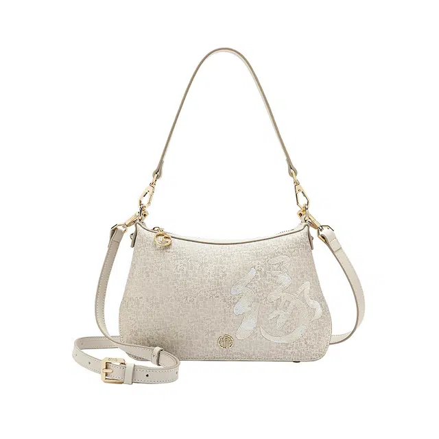 古伊西 新中式复古时尚百搭小众设计 牛剖层皮革 单肩斜挎包