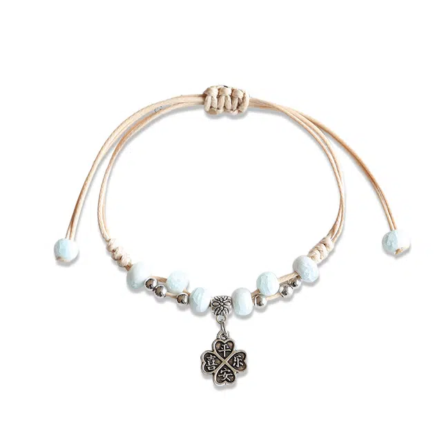 阡陌 冰裂釉陶瓷瓷珠手绳 新中式国风精致简约编织手绳 时尚百搭文艺气质优雅高级 小众设计感 女友闺蜜礼盒 织物 手链 女款