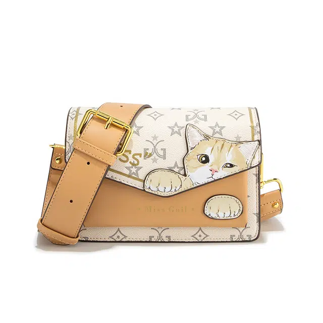 MISS GAIL Cat Print Crossbody Bag