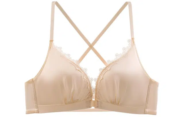 莫代尔 纯色蕾丝边聚拢收副乳防下垂交叉美背文胸 女款