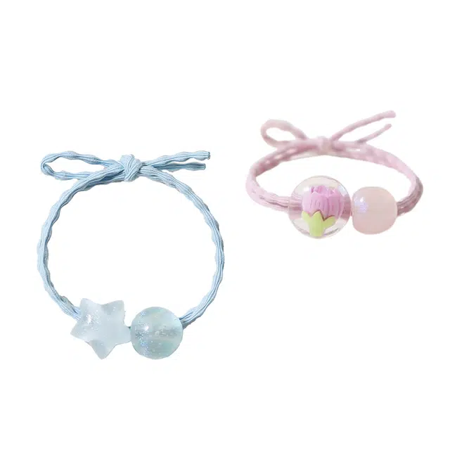 妖娆猫 小清新郁金香甜美少女可爱小皮筋多巴胺日韩高级感高马尾扎 发圈 女款