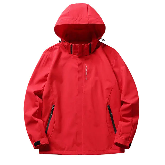 北极绒 单层连帽纯色防水薄款防风三防登山服 男款