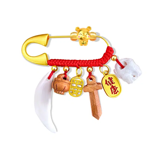 谧月珠宝 吉祥五宝压惊  新中式国潮小福龙年 平安纳福寓意美好 招财纳福 胸针 儿童款