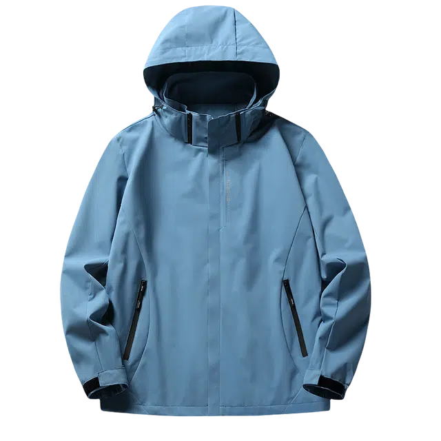 北极绒 单层连帽纯色防水薄款防风三防登山服 男款