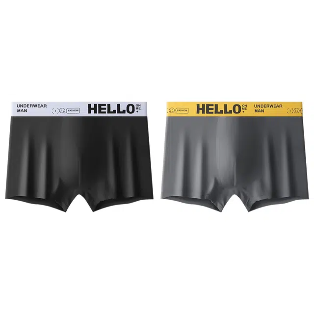 二三二三 腰边字母无痕吸汗透气舒适亲肤平角内裤 男款 组合装