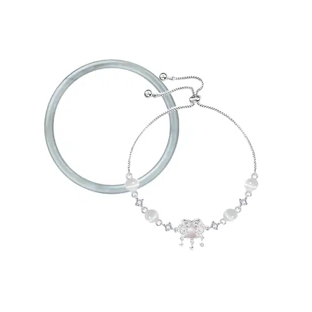 大唐国鼎 平安锁 新中式国潮复古轻奢高级感 福气祥云 猫眼石 手链 女款