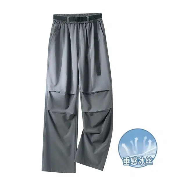 雅鹿 美式潮牌宽松阔腿裤户外山系直筒长裤子百搭时尚纯色凉感休闲裤 男款