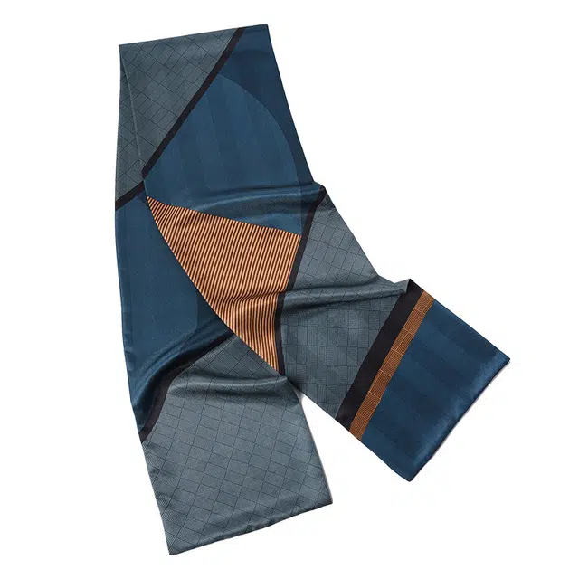 杭丝路 保暖双层长巾人字缎 桑蚕丝 丝巾 男款