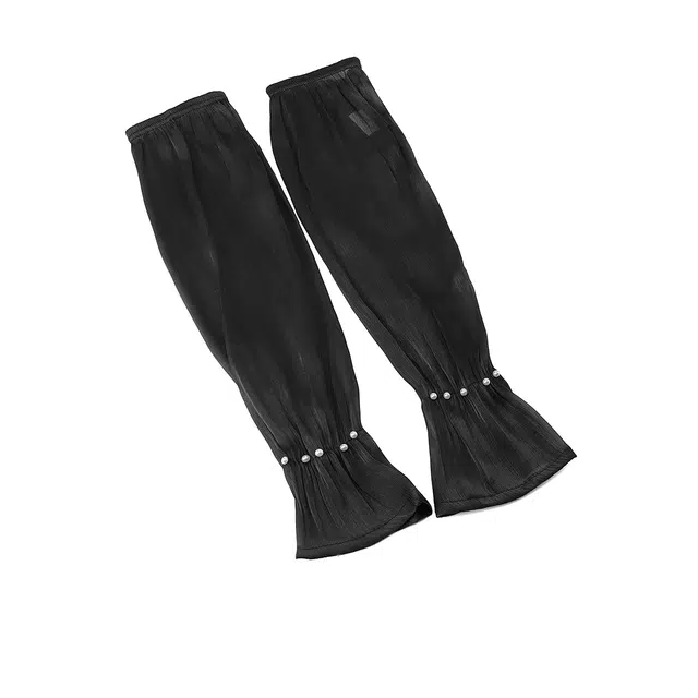 稻草人 冰丝防紫外线开车 薄款透气户外郊游 露指袖套 涤纶 防晒袖 女款