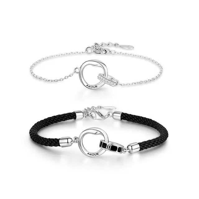 中国黄金 珍·尚银 罗马数字 莫比乌斯永无止境爱意交织 轻奢小众设计 手编绳  足银 手链 男女同款情侣款 礼盒