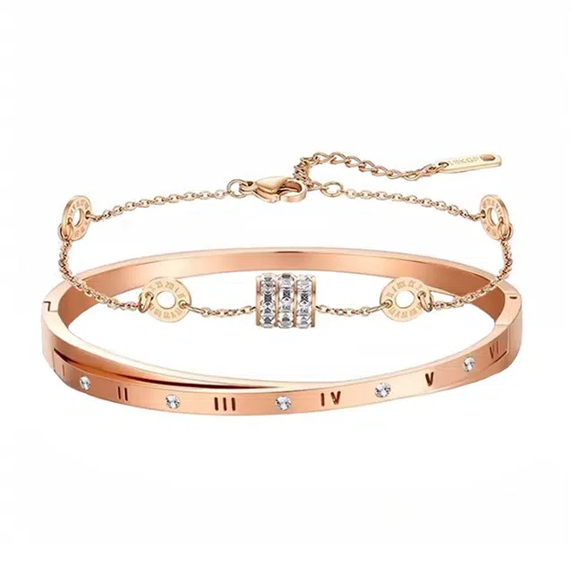 希遇 罗马数字手镯 设计感百搭轻奢高级感叠戴小蛮腰手链 钛钢 手链 女款