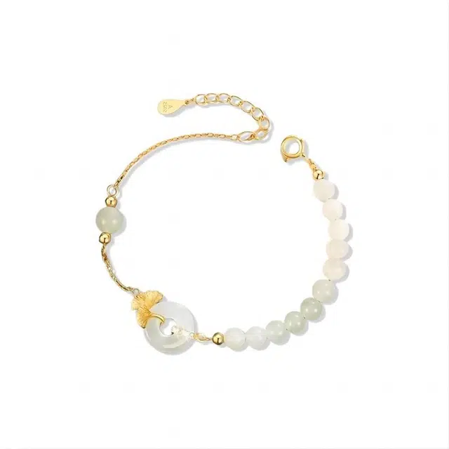 大唐国鼎 银杏莲蓬 轻奢小众 高级感 新中式 复古国风 琉璃 玉石手链 女款