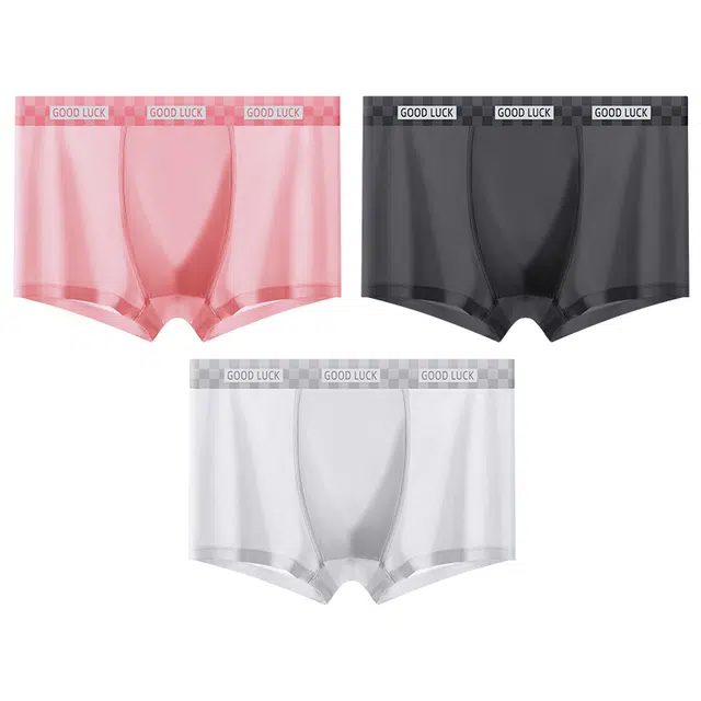 二三二三 冰丝四角裤衩无痕抗菌青少年大码平角短裤头薄款内裤 男款 组合装