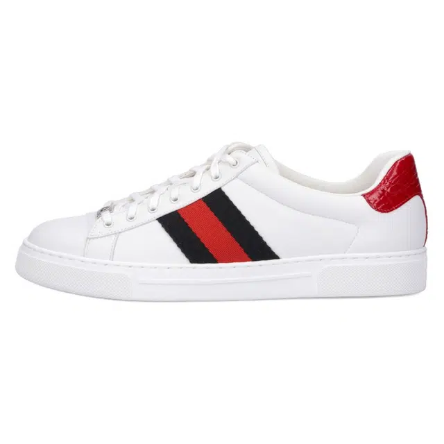 Gucci Ace Leather Sneakers White Red