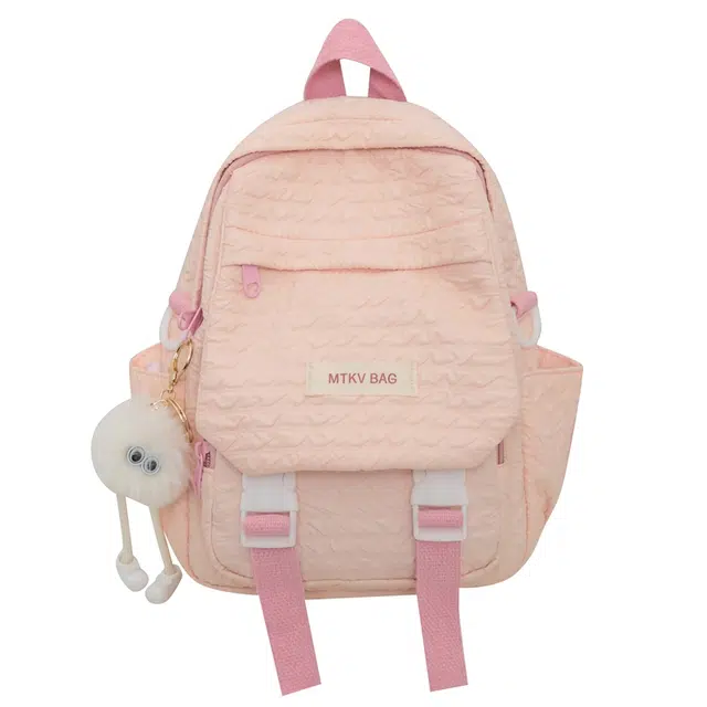 爱尔绅特 可爱百搭三种背法书包清新糖果色奶呼呼韩系马卡龙色带挂件 尼龙 双肩包 女款 多色