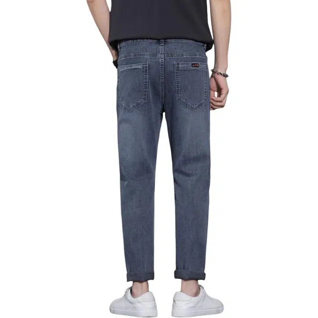 雅鹿 潮牌百搭休闲中腰潮牌直筒牛仔裤 男款 蓝色
