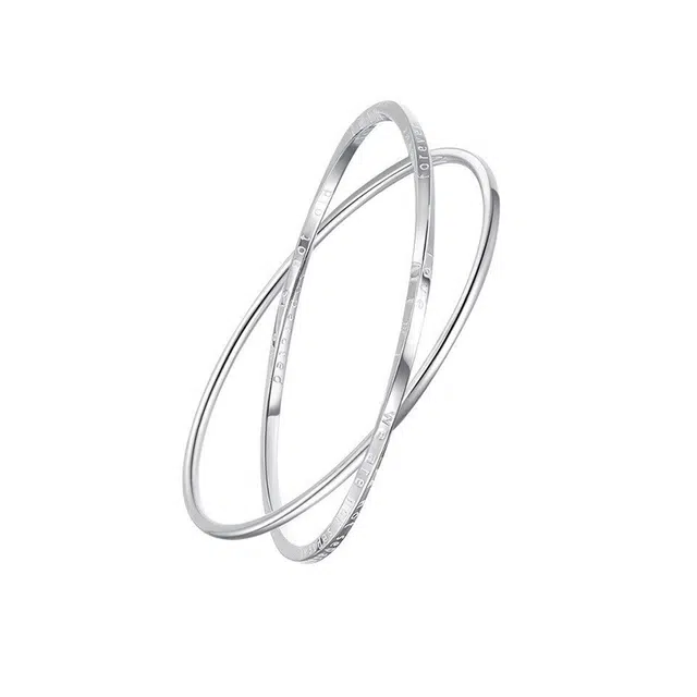 梵星饰季 莫比乌斯环 双环叠戴极简风高级感 小众设计光面细环 闭口 合金 手镯 女款