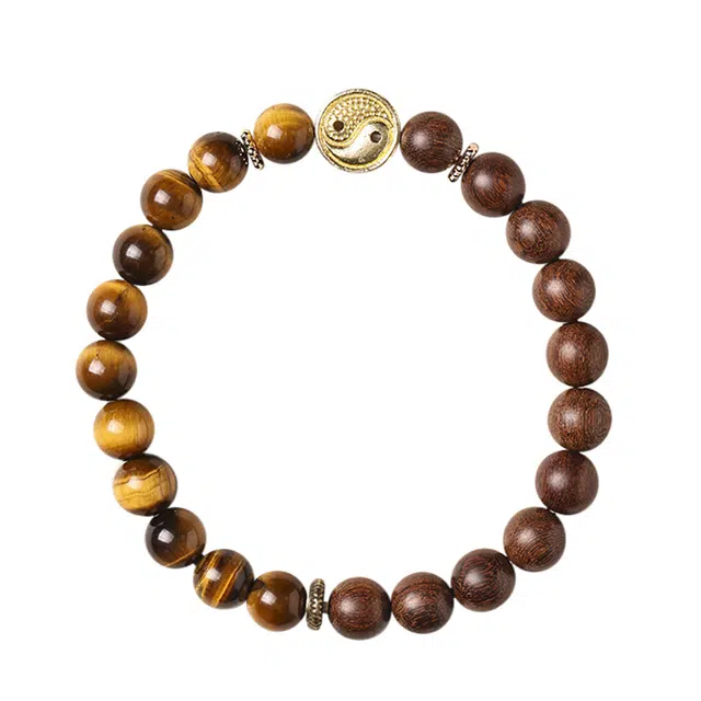 九隆古 太极八卦 国潮森系文艺风显气质小仙女 虎眼石轻奢小众佛珠文玩念珠 绿檀 手串 男女同款情侣款 檀木