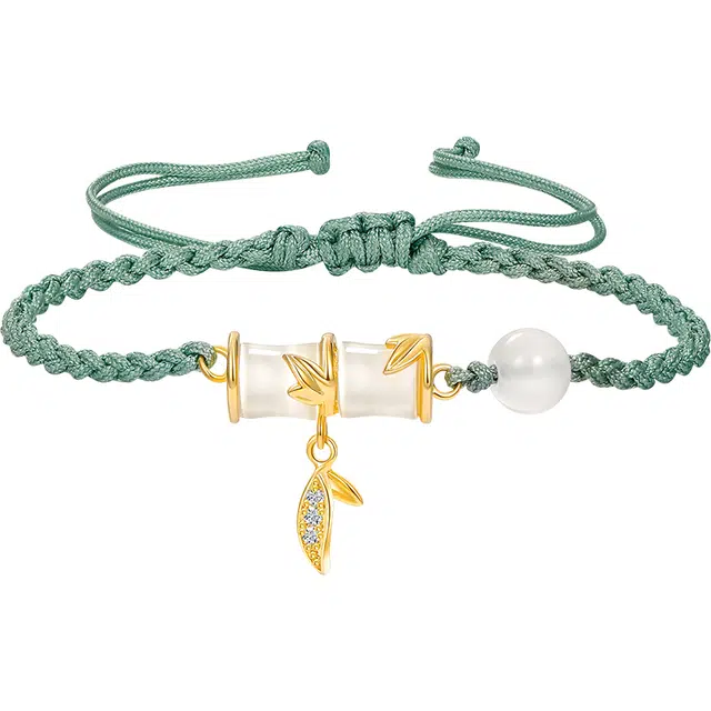 秦福炫 节节高升竹节新中式轻奢小众编织 中国风 玉髓 玉石手链 女款