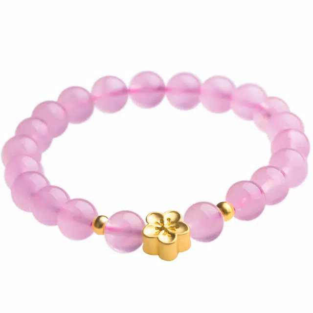 豆蔻时光 小桃花新中式招桃花福气满满小众设计 水晶 玉石手串 男女同款情侣款