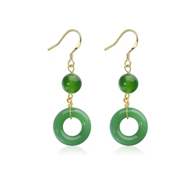 彗时 新中式国潮风平安扣耳坠 精致轻奢 复古优雅气质优雅合金耳饰 女朋友闺蜜妈妈送礼盒物 水晶 玉石耳钉 女款