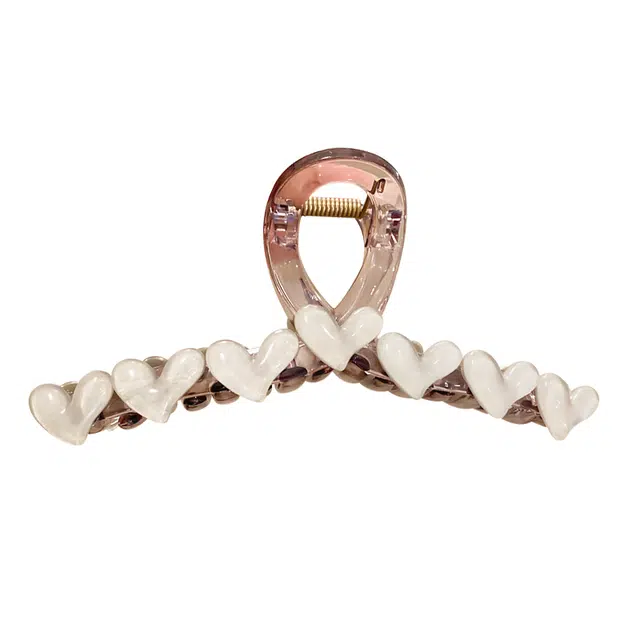 如花梦 甜美爱心鲨鱼夹大号头饰清新夏日果冻抓夹发饰 亚克力日常通勤用夹子 发夹 女款